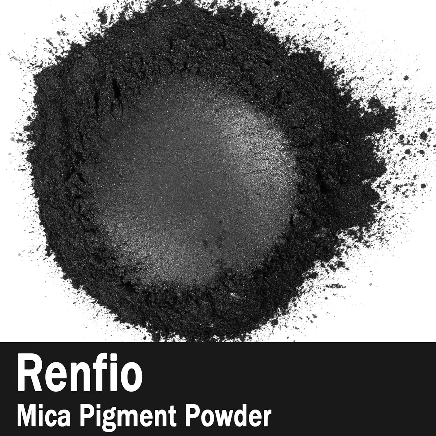 Renfio Mica Powder Pigment Natural Fine Powdered Pigments Pearl Shimmer Epoxy Resin Dye for Painting Soap Making Slime Bath Bombs 3.5 Oz(100g) - Deep Black