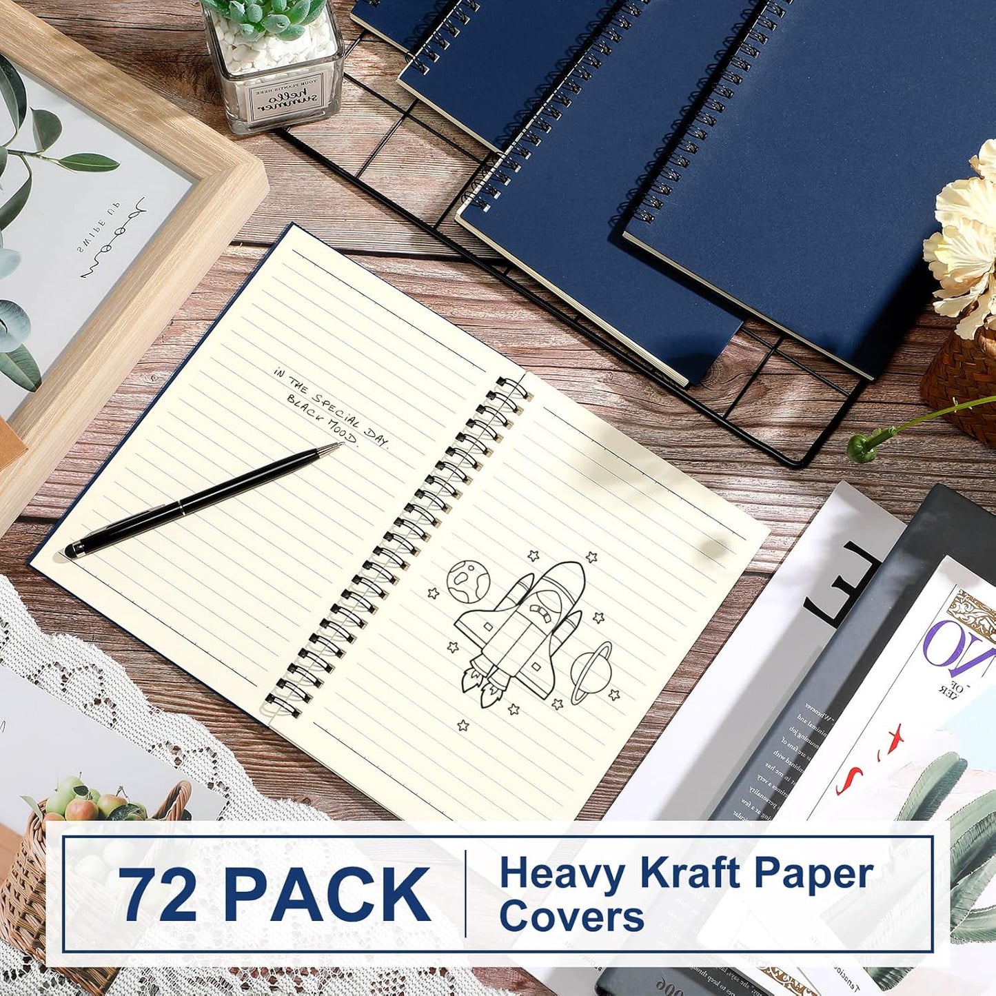 Yahenda 72 Pcs Spiral Notebook Bulk A5 Journal Lined 8.3'' x 5.5'' Writing Composition Paper Small Notepad Subject Notebook for Students Office Business Back to School Supplies (Deep Blue)