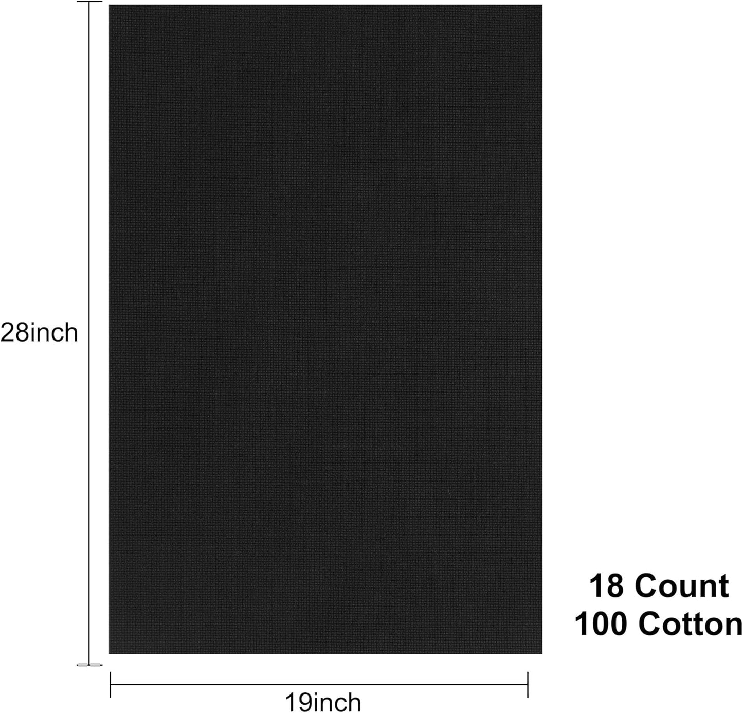 Aida Cloth 18 Count Cross Stitch Fabric,19×28inch (18CT, Black)