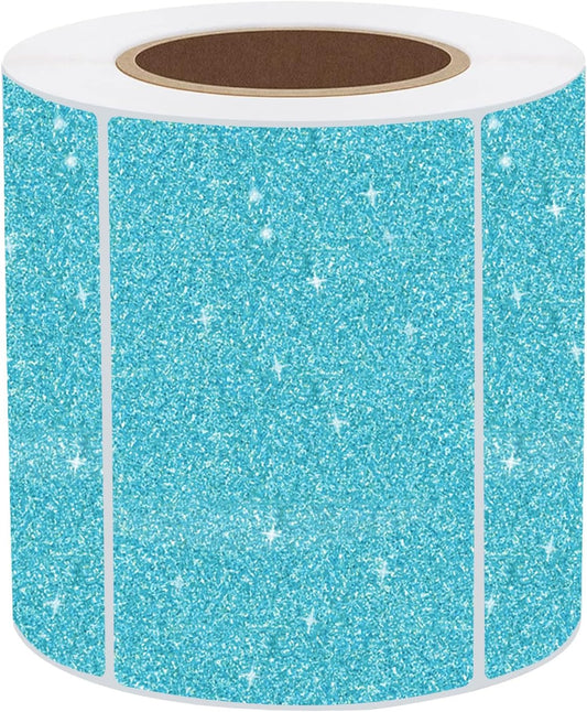 3x2 Inch Holographic Thermal Labels, Glitter Blue Thermal Sticker Labels, Waterproof Thermal Printer Stickers for Price, Barcode, Name, Custom Logo Design, 200 Pcs/Roll