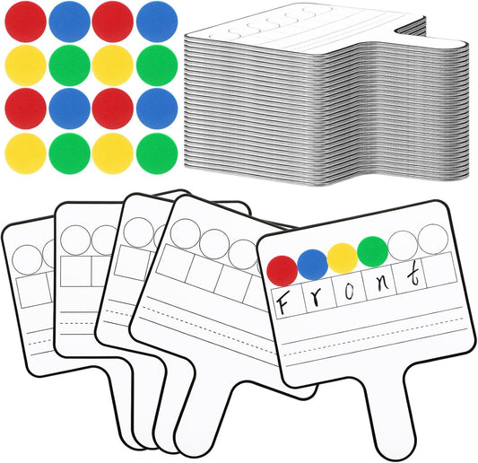 Seajan 18 Pcs Magnetic Paddle Set Education Dry Erase Double Side Handheld Answer Board with Magnetic Counters Discs Phonemic Awareness Phonics Games Toy for Students Kids Teaching Supply (Bright)