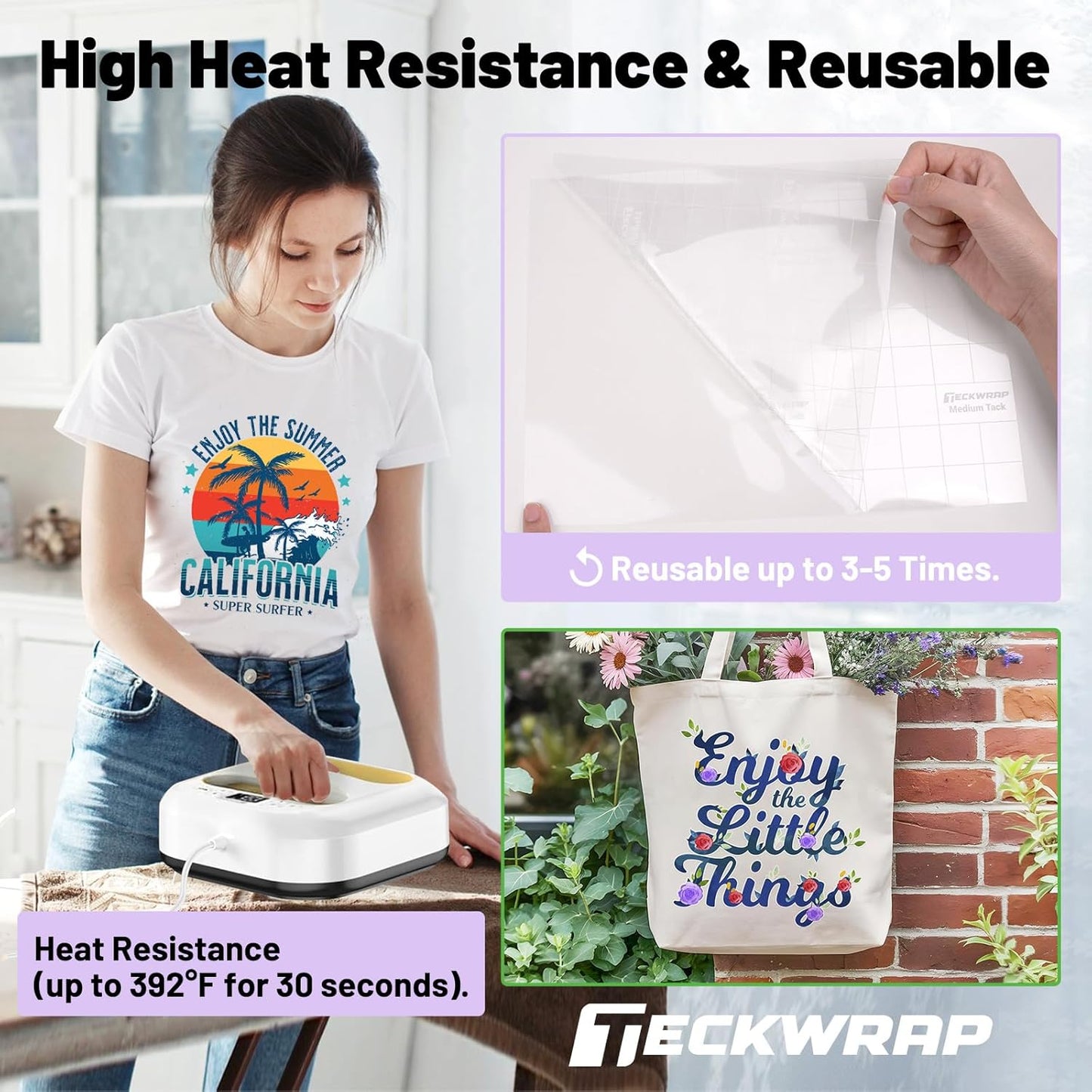 TECKWRAP Clear Transfer Tape for Vinyl -12INCH x 10 FT,White Alignment Grid for Heat Transfer Vinyl, Printable HTV, DIY Decals, Signs, Stickers, Adhesive Vinyl