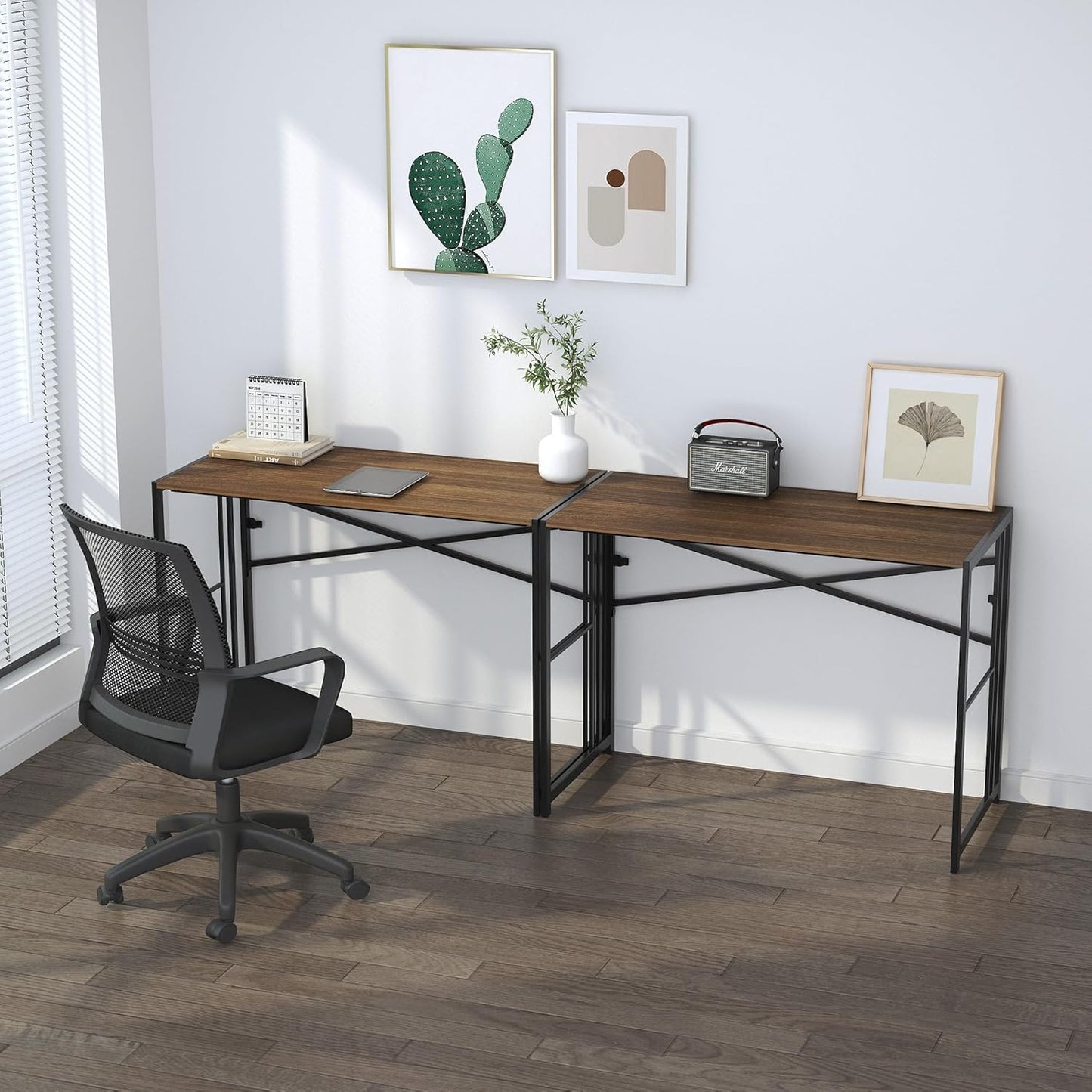 Folding Computer Desk 40 inch Writing Gaming Computer Camping Table, No Assembly Required Home Office Desk, Espresso