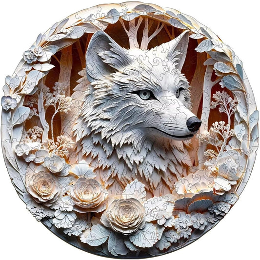 Wooden Puzzles Adults, 3D Wolf Wooden Puzzles 200 Pieces, Unique Animal Shaped Wood Challenging Jigsaw Puzzles Gifts for Adults, 11.4x11.4in