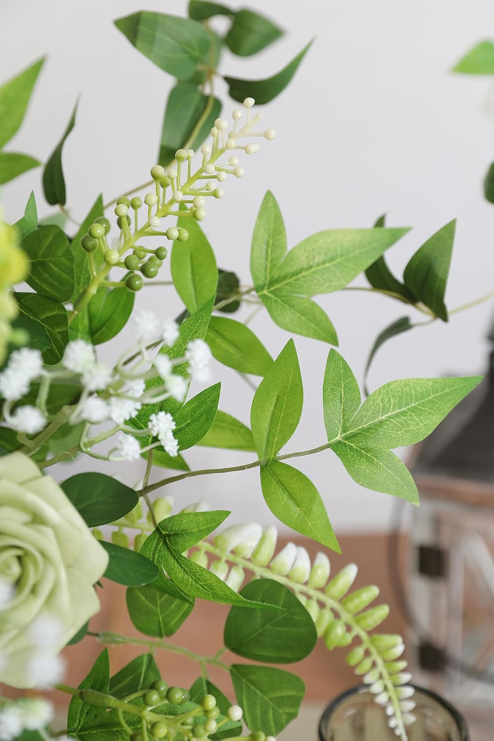 Serra Flora Artificial Greenery Stems Box Set,(Pack of 37pcs) with 8 Kinds of Faux Pink Green Filler for DIY Bridal Bouquets Wedding Floral Arrangement Table Centerpieces