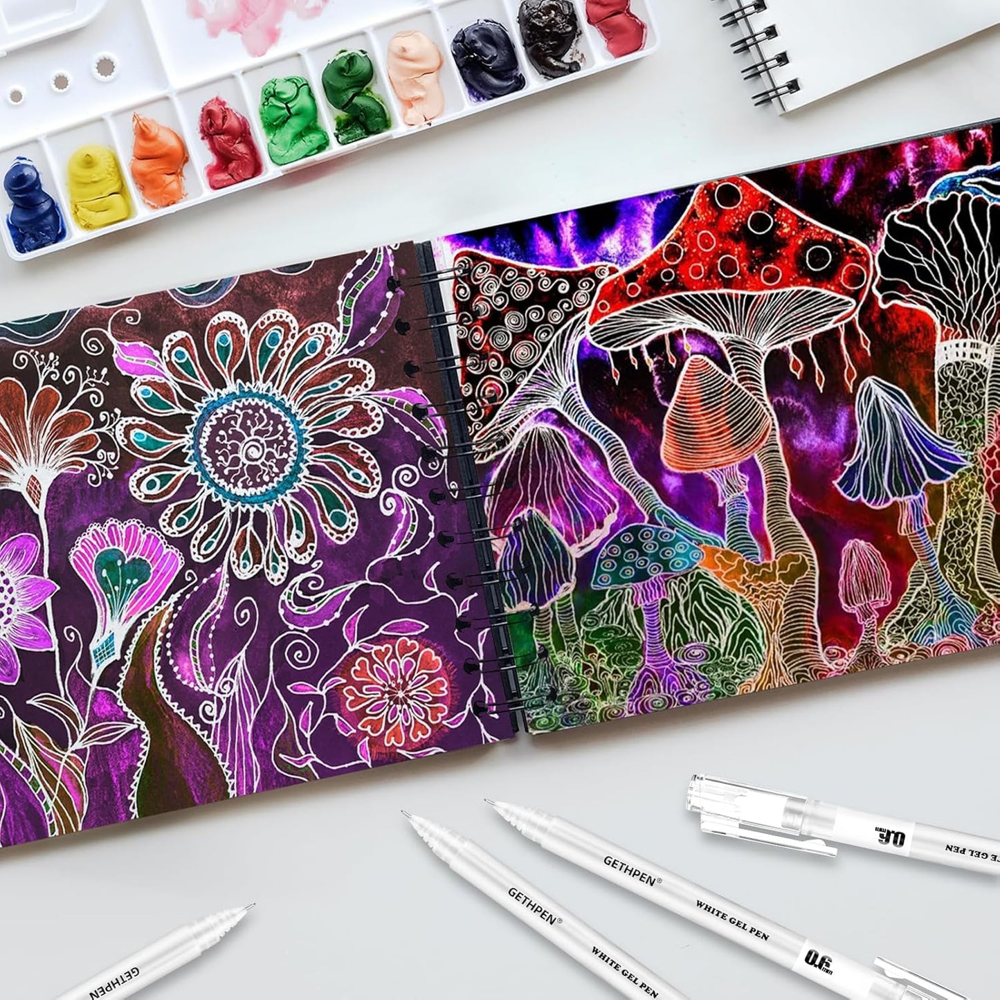 White Gel Pens 3-Pack - 0.6/0.8/1.0mm Fine to Bold Tips for Journaling & Art - Opaque Ink on Dark Paper, Holiday Cards & DIY Gifts