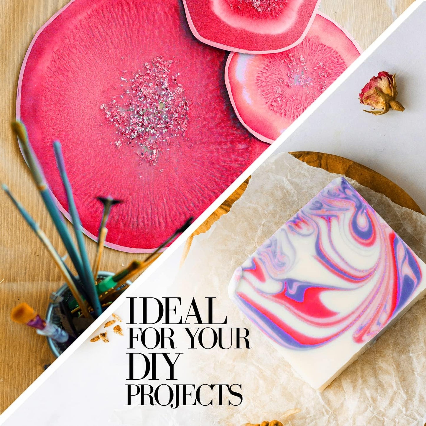 Hot Pink Mica Powder for Epoxy Resin 56g / 2oz. Jar - Techarooz 2 Tone Resin Dye Color Pigment Powder for Lip Gloss, Nails, Colorant for Slime Bath Bombs Soap Making & Polymer Clay