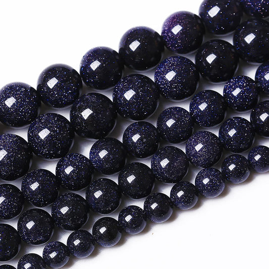 60PCS 6mm Starry Blue Sandstone Gemstone Beads Beads Natural Stone Round Loose Beads for Jewelry Making DIY Bracelet Necklace 15" Inch