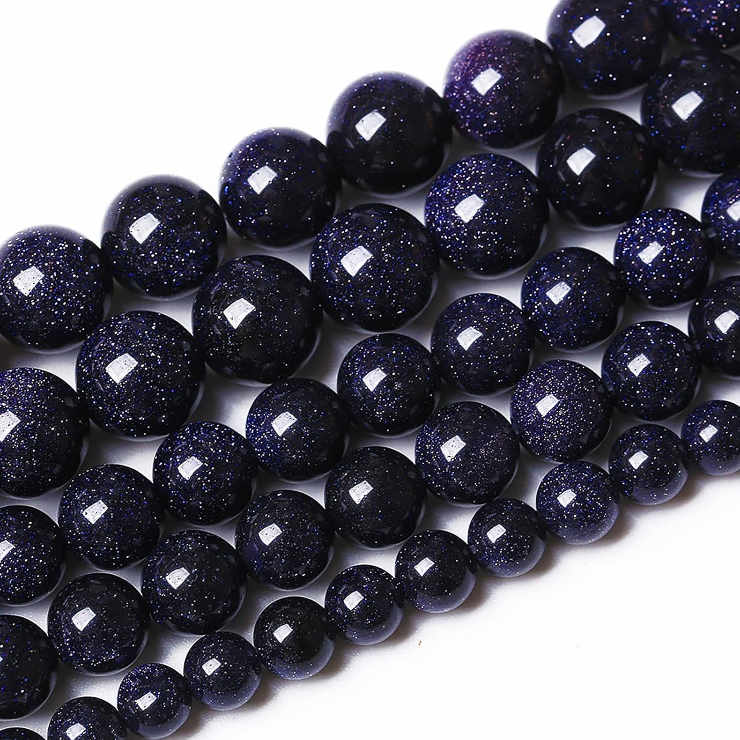 38PCS 10mm Blue Sandstone Gemstone Beads Beads Natural Stone Round Loose Beads for Jewelry Making DIY Bracelet Necklace 15" Inch