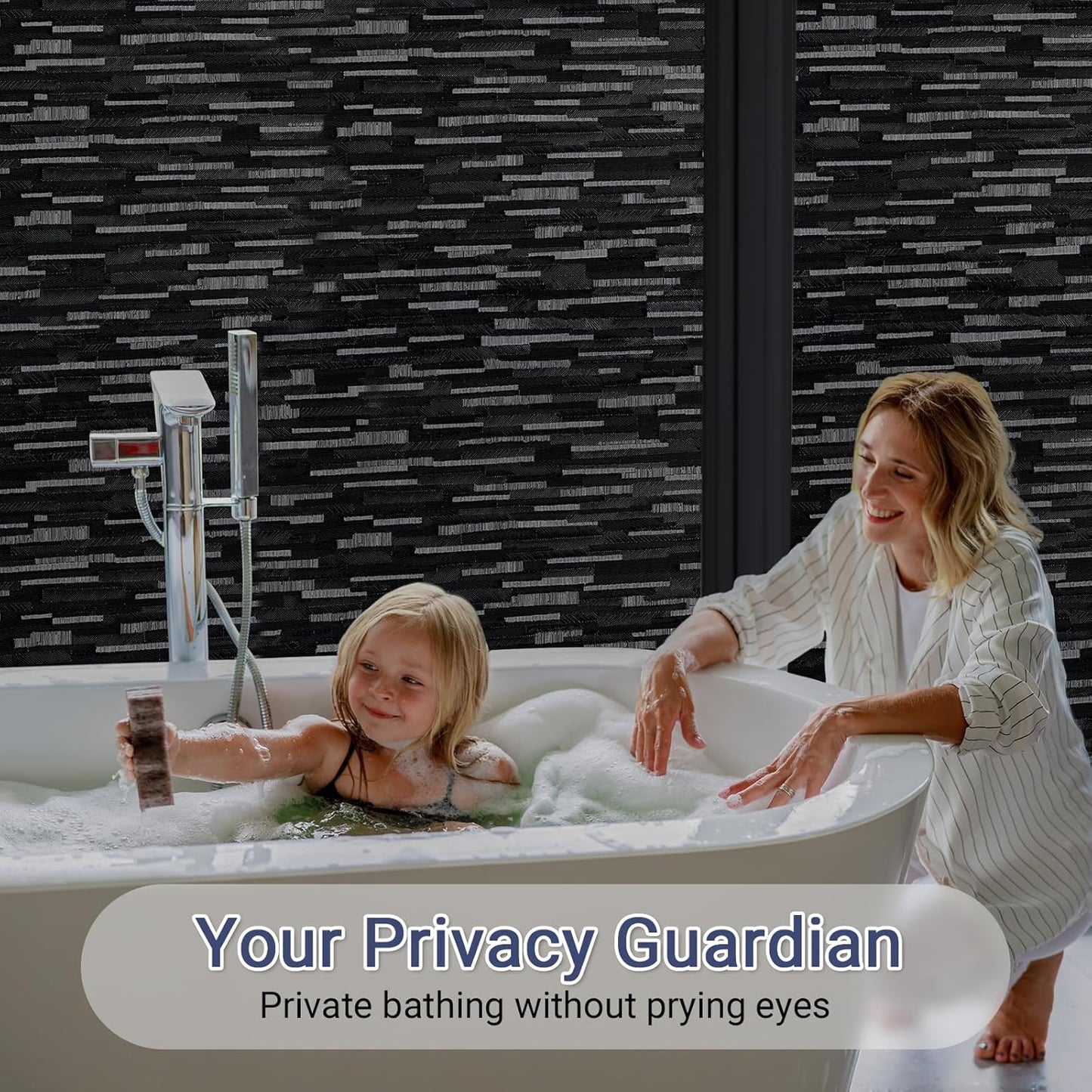 Haton Blackout Window Film, Black Out Window Cover, Sun Light Blocking Frosted Privacy for Glass Door, Heat Control Room Darkening Tint for Home Day Sleep, Non-Adhesive, Black 35.4" x 78.7"