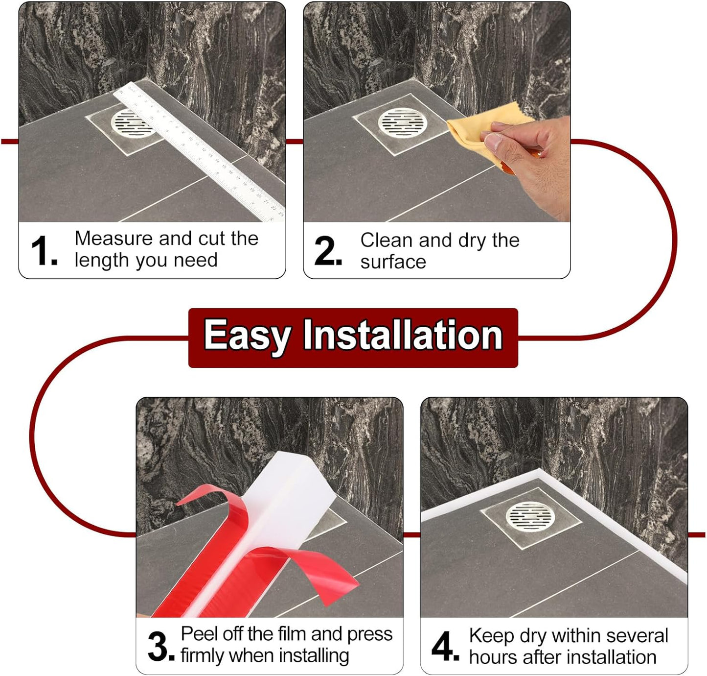 uxcell 197 Inch Flexible Quarter Round Molding Silicone Peel and Stick Trim Self Adhesive Shower Water Barrier for Corner Decor Bathroom Kitchen, White