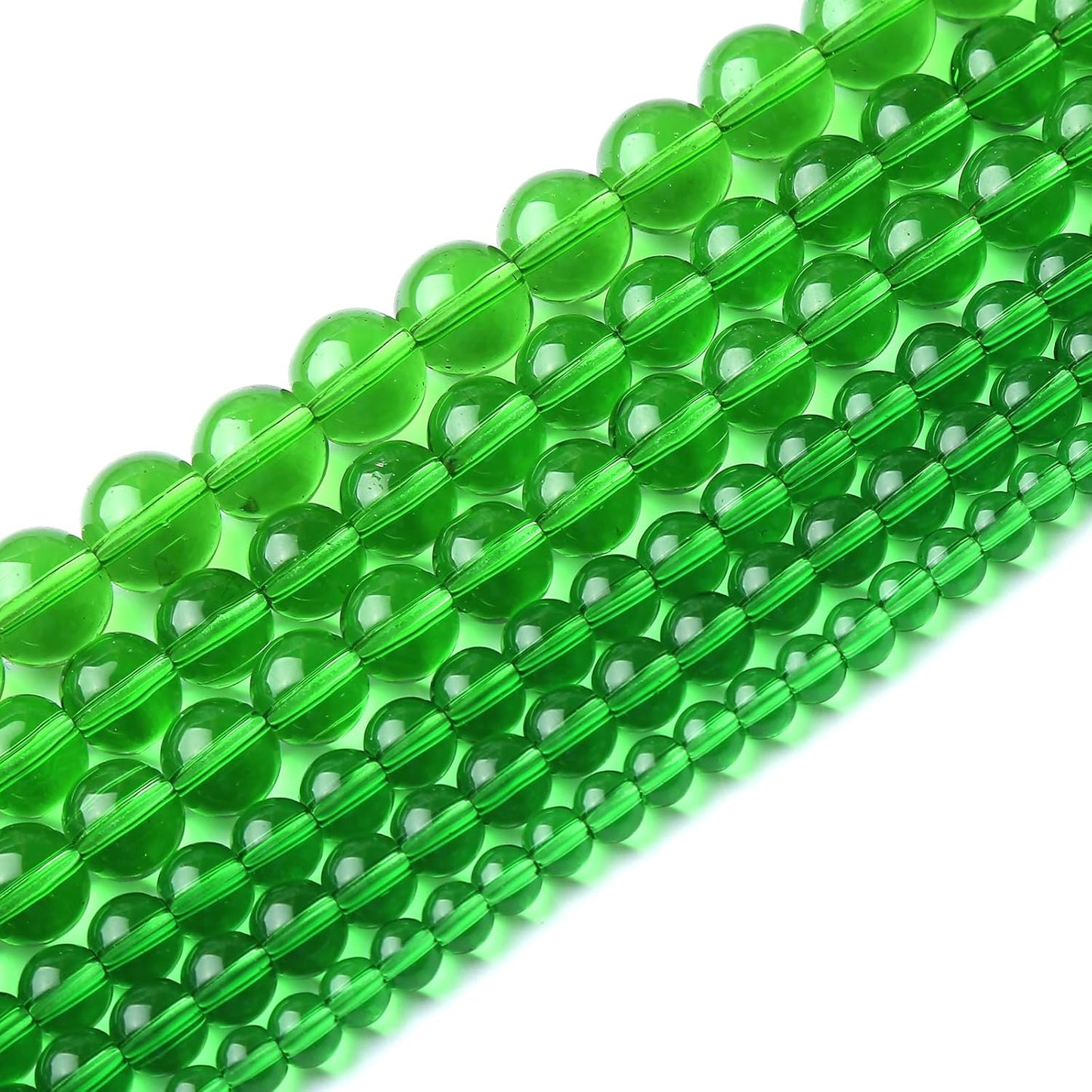 60pcs 6mm Smooth Green Crystal Glass Quartz Beads Round Loose Beads for Jewelry Making DIY Bracelet Necklace 15" Energy Healing Power Stone Beads (6mm, Green Crystal Glass)