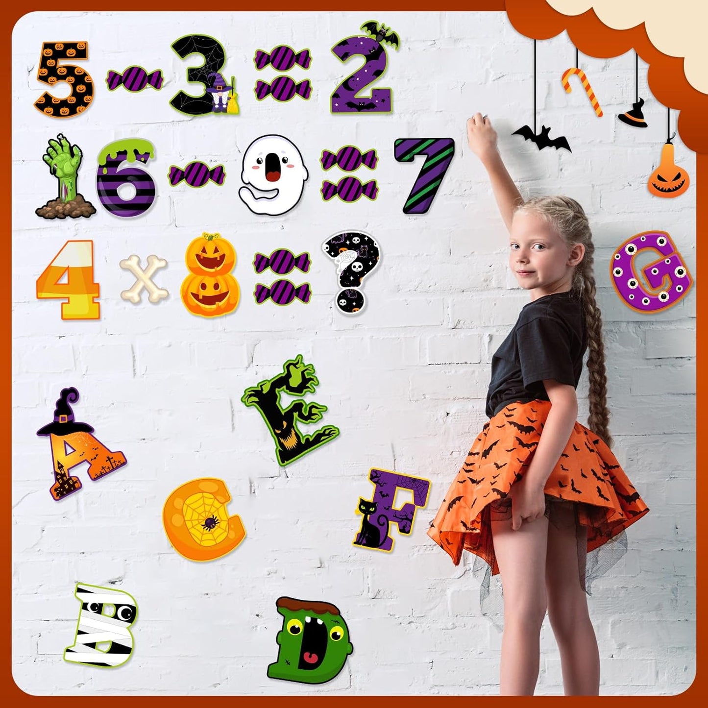 Faccito 176 Pcs Halloween Bulletin Board Decorations Letters Numbers Alphabet Paper Cutouts Punctuation Symbols Combo Set Pumpkin Spider Bat Classroom Decorations for School Chalkboard Party