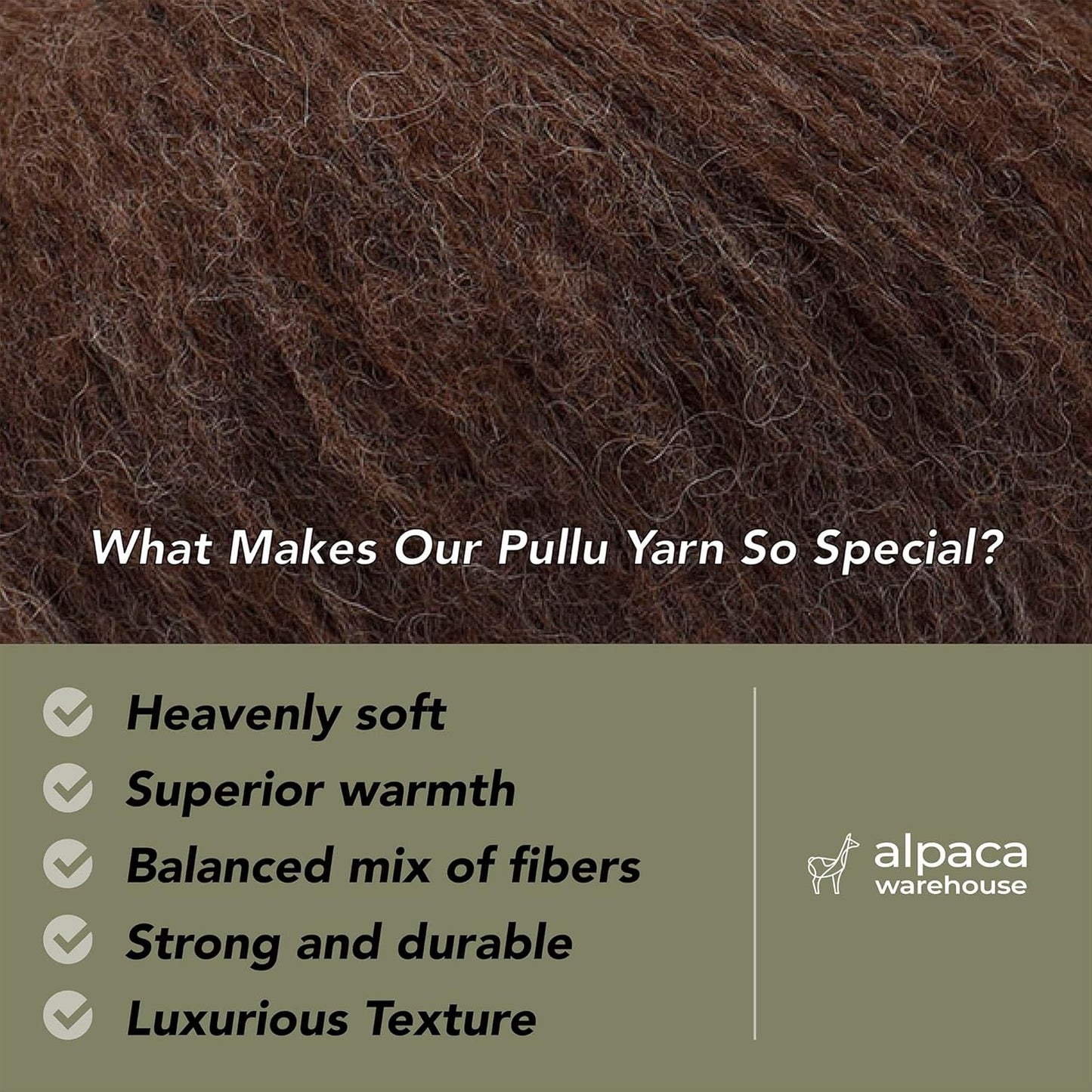 Pullu - Baby Alpaca Merino Wool Yarn Set of 3 Skeins (150 Grams) Worsted Weight - Sourced Directly from Peru - Heavenly Soft and Perfect for Knitting and Crocheting (Mocha)