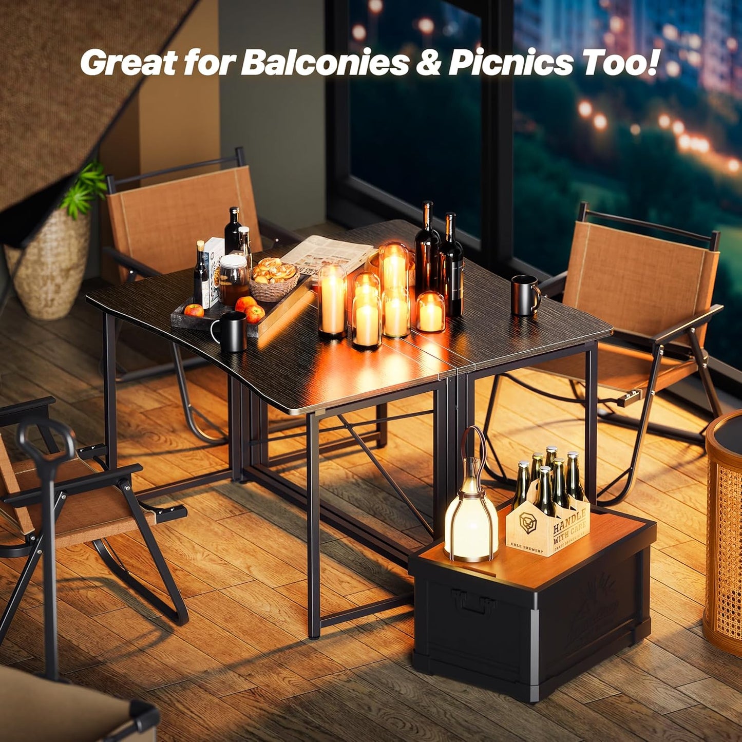 Huuger Folding Desk for Small Spaces, 39.3 Inch Foldable Computer Table, for Home Office, Study, Bedroom, Dorm, Space Saving, Small Writing Work Office Computer Desk, Easy to Fold, Black