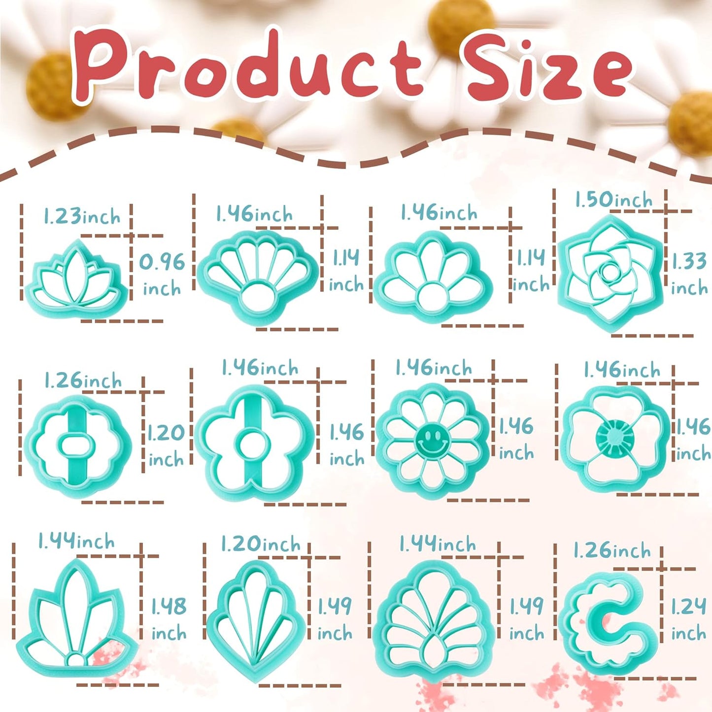 TAINSKY Flower Shape Polymer Clay Cutters Set, 12 Shapes Clay Earrings Cutters for Polymer Clay Jewelry, Plastic Clay Earring Cutters for Polymer Clay Jewelry Making