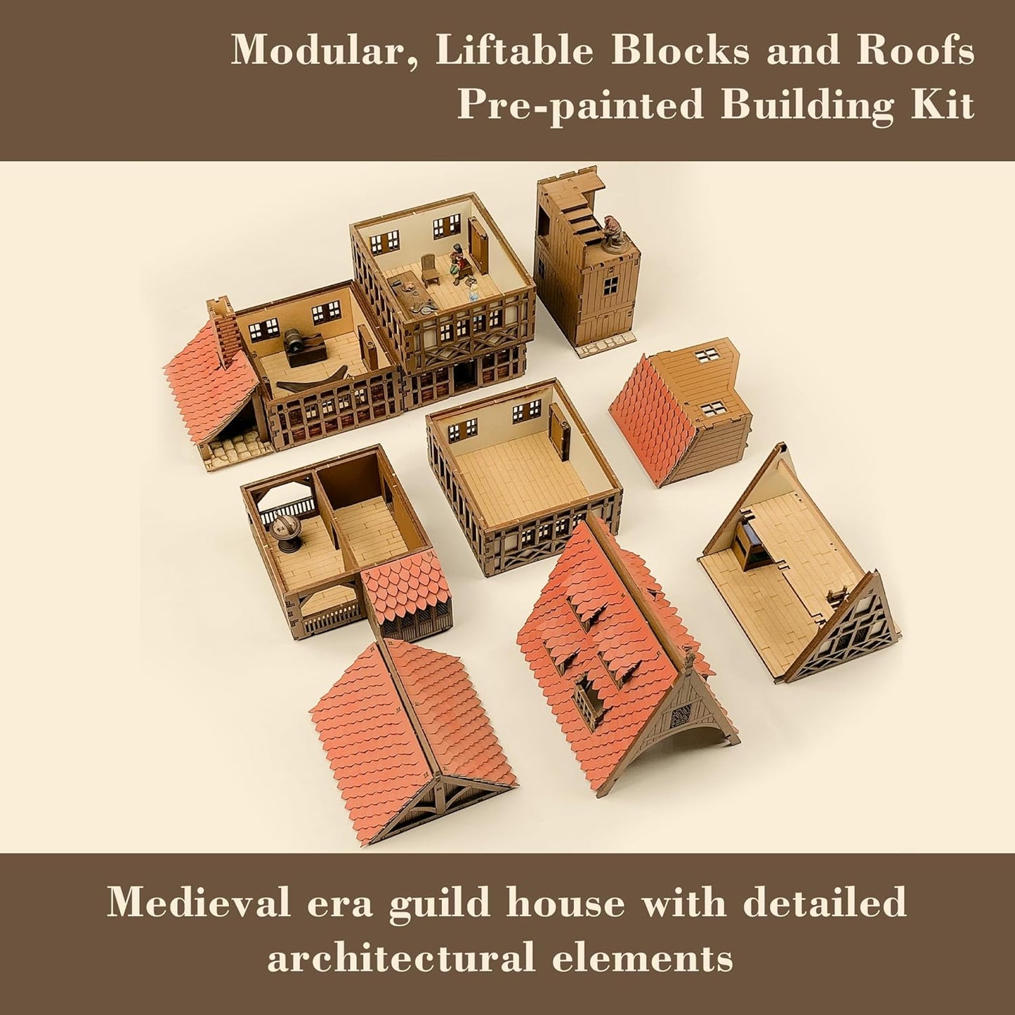 Guild Hall - DIY Wooden House Building Kit for Architecture & Engineering Assembly Set for Teens and Adult, Tabletop Games, Makes a Great Gift for who Like Creative Play - Realistic