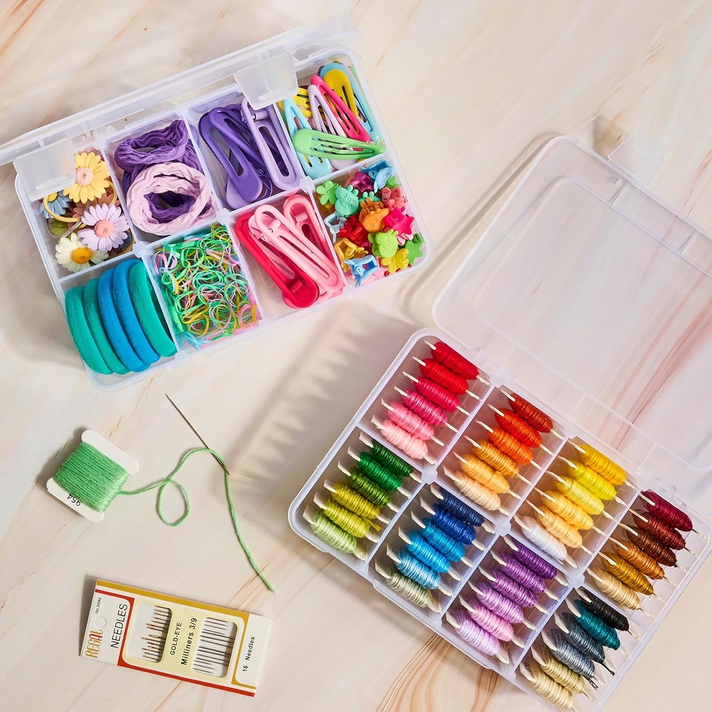 4 Pack 8 Grids Bead Organizer and Storage, Clear Plastic Storage Containers with Removable Dividers and Labels Small Tackle Box Organizer for Jewelry Crafts Electronics Small Parts