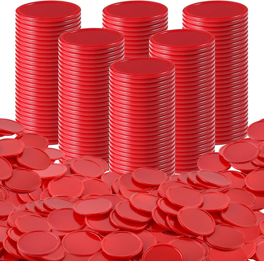 Coopay 1 1/2 Inches Plastic Poker Chips Learning Counters Disks Bingo Chip Counting Discs Markers for Math Practice and Poker Card Game Tokens, Teaching Rewards, 200 Pieces (Red)