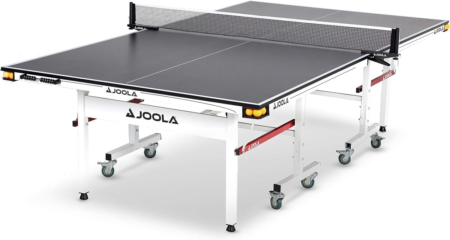 JOOLA Rally TL Professional MDF Indoor Ping Pong Table w/Quick Clamp Table Tennis Net & Post Set - 10 Minute Easy Assembly - Corner Ball Holders - Tournament Quality - Includes Playback Mode