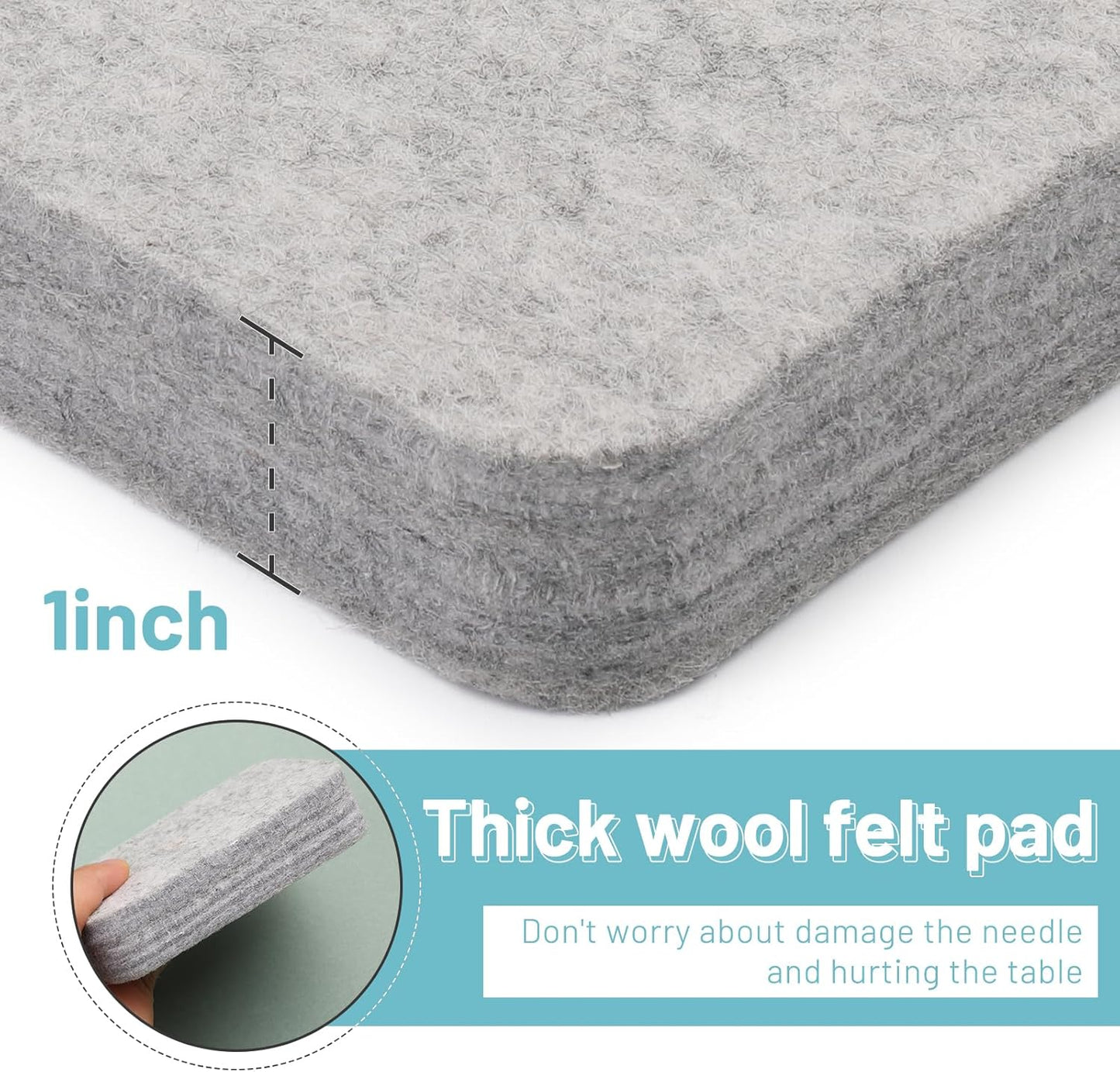 Mayboos Needle Felting Pad, Grey Sponge Needle Felting Pad, 4.52"x3.34" Natural Wool Needled Felting Mat for Any Wool Felting Makeing