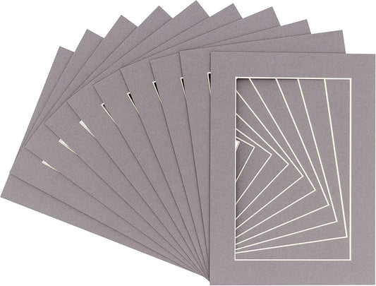 5x7 Mat for 8.5x11 Frame - Precut Mat Board Acid-Free Charcoal 5x7 Photo Matte Made to Fit a 8.5x11 Picture Frame, Premium Matboard for Family Photos, Show Kits, Art, Picture Framing, Pack of 10 Mats