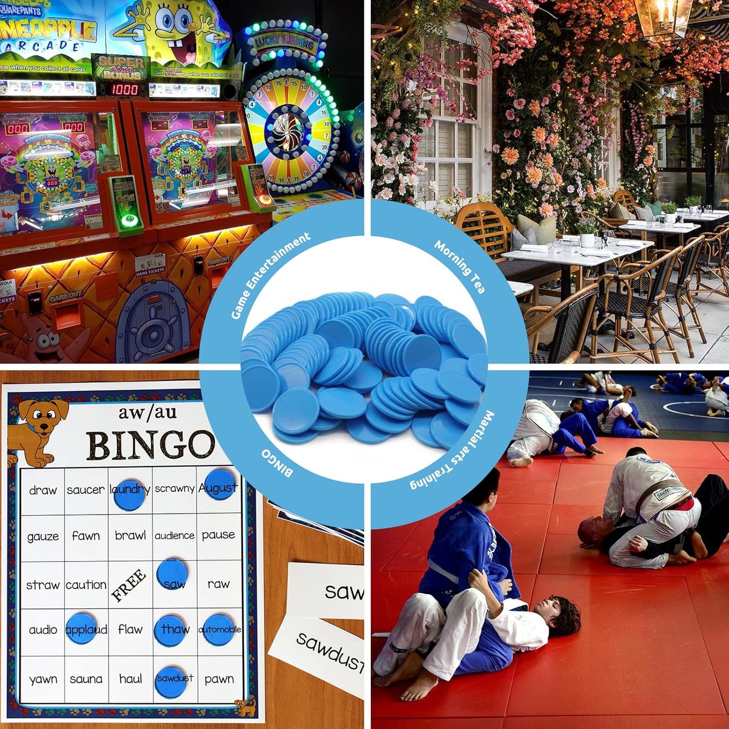 Set of 100 Opaque Plastic Learning Counters Mini Poker Chips Game Tokens with Storage Box (Deepsky Blue, 1 Inch)