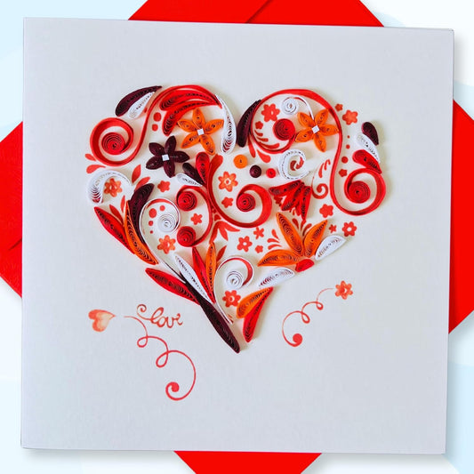 Quilling Cards, handmade card, quilled cards with Handmade Art Quilling birthday card for women, Birthday card, mother... colorful heart design (Heart 5)