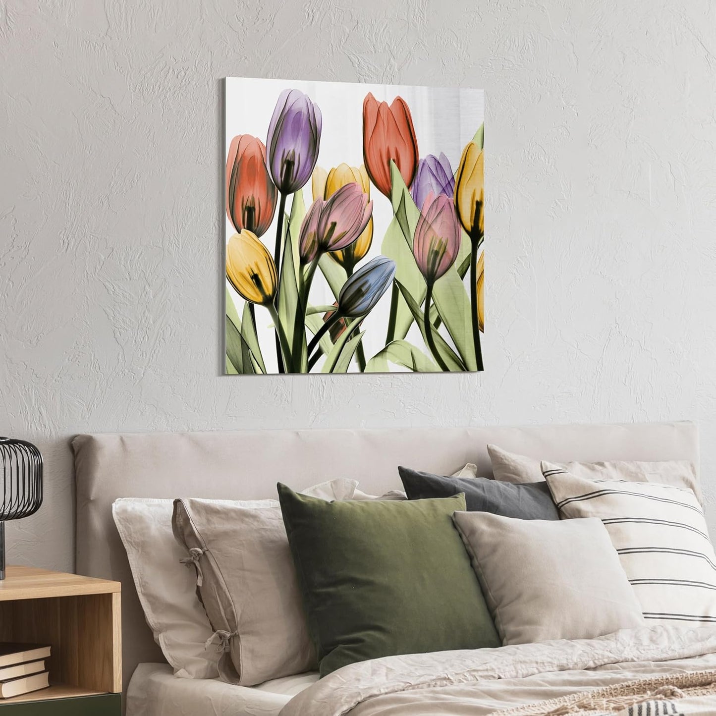 Empire Art Direct Frameless Free Floating Tempered Glass Panel Graphic Wall Art Ready to Hang, 24" x 24", Tulip Scape x-ray I