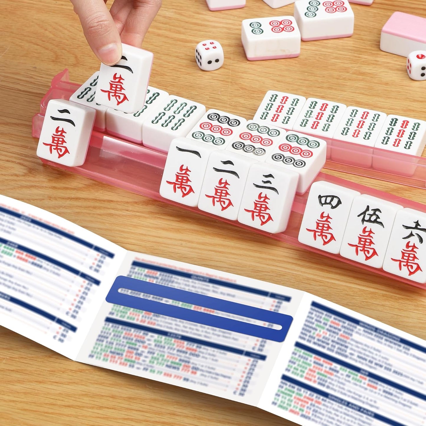 2025 Mahjong Card Official with Mahjong Line Reader, Mahjong Cards Official Rules Version Large Print Style, 4-Pcs(Blue)