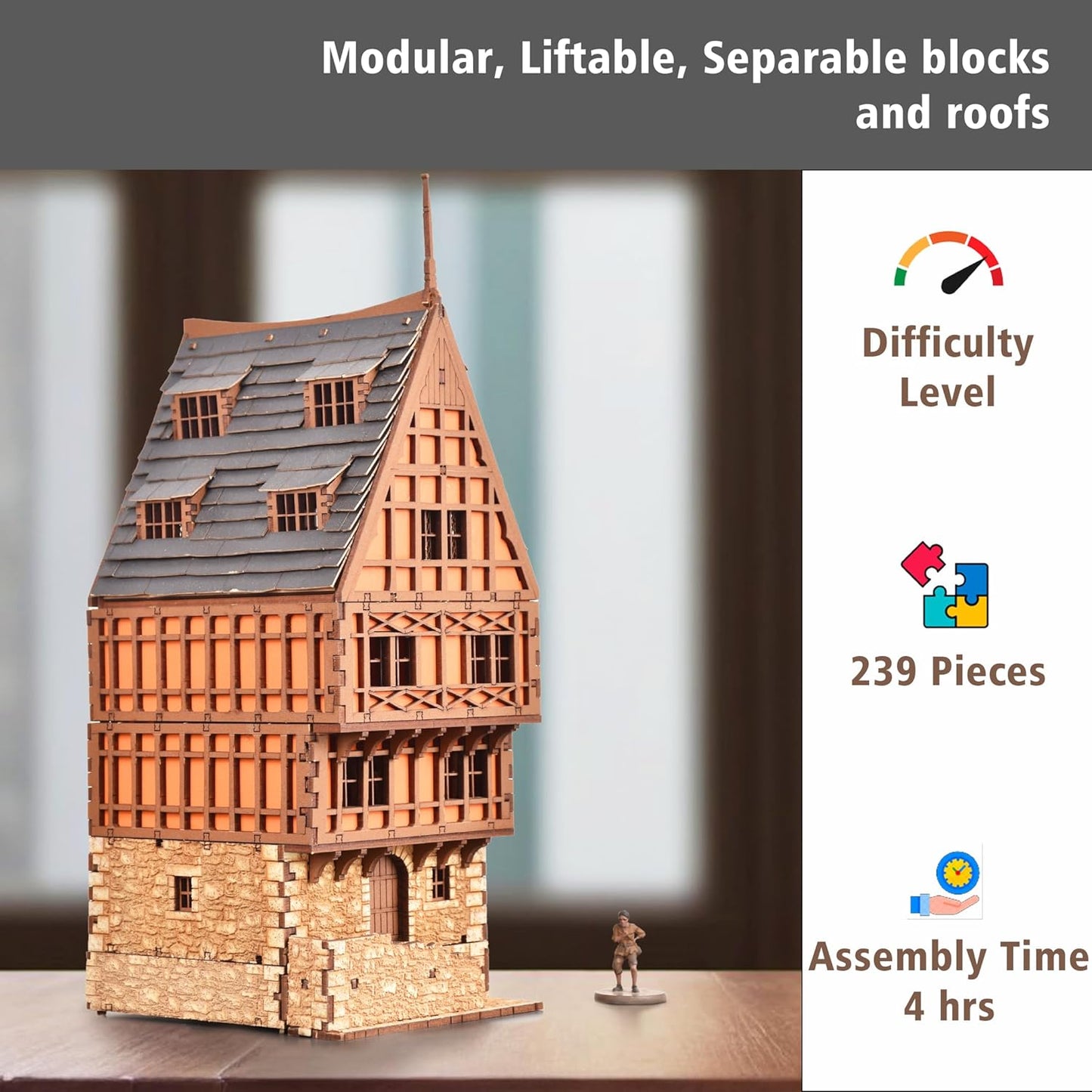 Cooper Rowhouse DIY Wooden Building Kit for Teens and Adults, Suitable for Playing with Family - Realistic