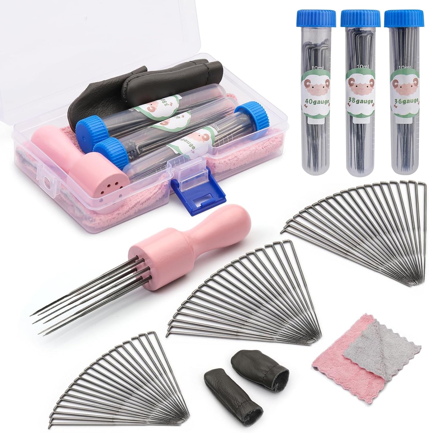 IMZAY 60 Pcs Wool Felting Needles, 3 Sizes Felting Needles with Wooden Handle, Needle Felting Tools, Wool Needle Felting Supplies, Needle Felting Tools, Perfect for DIY Felting Wool Projects