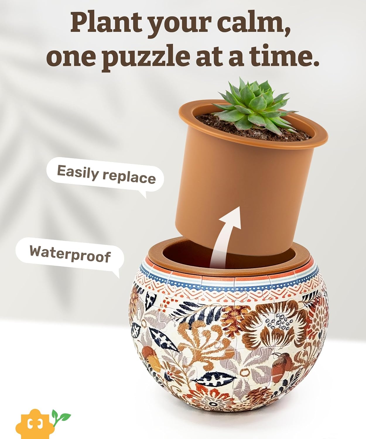 PieceRelax 3D Puzzle Planter 80 Pieces - Autumn Abundance, Home Decor Flower Pots for Indoor Cactus, Succulents Pots [K1127]