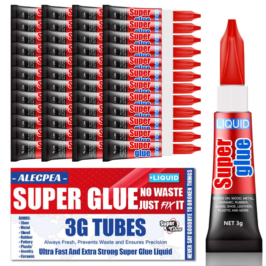 3 Gram (Pack of 48) Single Use Super Glue Liquid, Super Fast, Thin & Strong Adhesive Superglue, Cyanoacrylate Glue for Hard Plastics, DIY Craft, Ceramics, Leather, Metal Etc
