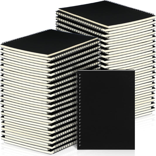 Yahenda 54 Pcs Spiral Notebook Bulk A5 Journal Lined 8.3'' x 5.5'' Writing Composition Paper Small Notepad Subject Notebook for Students Office Business Back to School Supplies (Black)