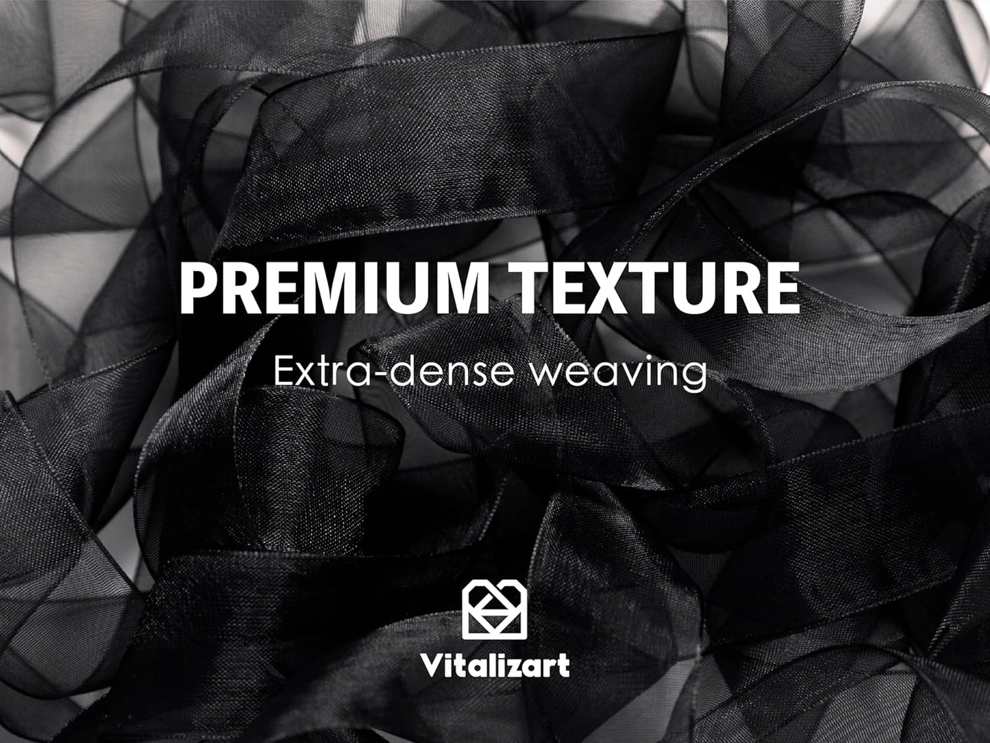 Vitalizart Black Ribbon Organza Sheer Ribbon 1 inch x 30Yd Handmade Fabric Ribbons for Gift Wrapping Christmas Tree Crafts Bows Wedding Invitations Wreaths Wrap