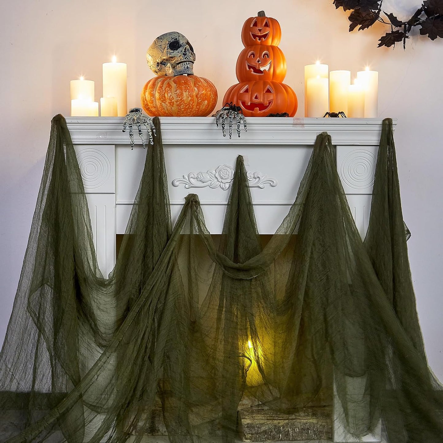 Boao Halloween Cheese cloth 70.87 x 196.85 Inch Military Green Cheesecloth Roll for Crafts Large Cotton Muslin Gauze Fabric for Halloween Outdoor & Indoor Spooky Decoration