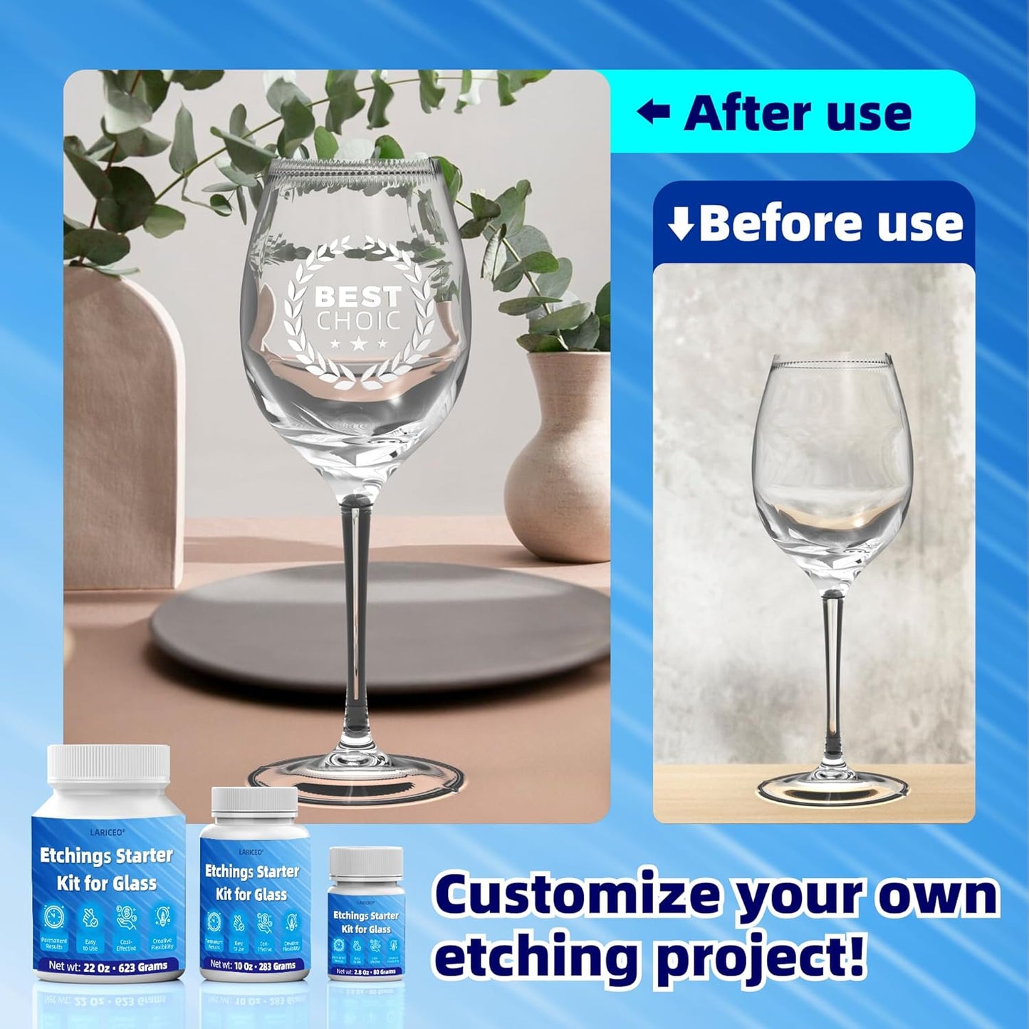 10oz Professional Etching Starter Kit for Glass with 6 Tools, Create Permanently Etched Designs, Art Frosted Glass Cream Kit for Etching Intricate Designs - Perfect for Mirrors, Windows, Glassware