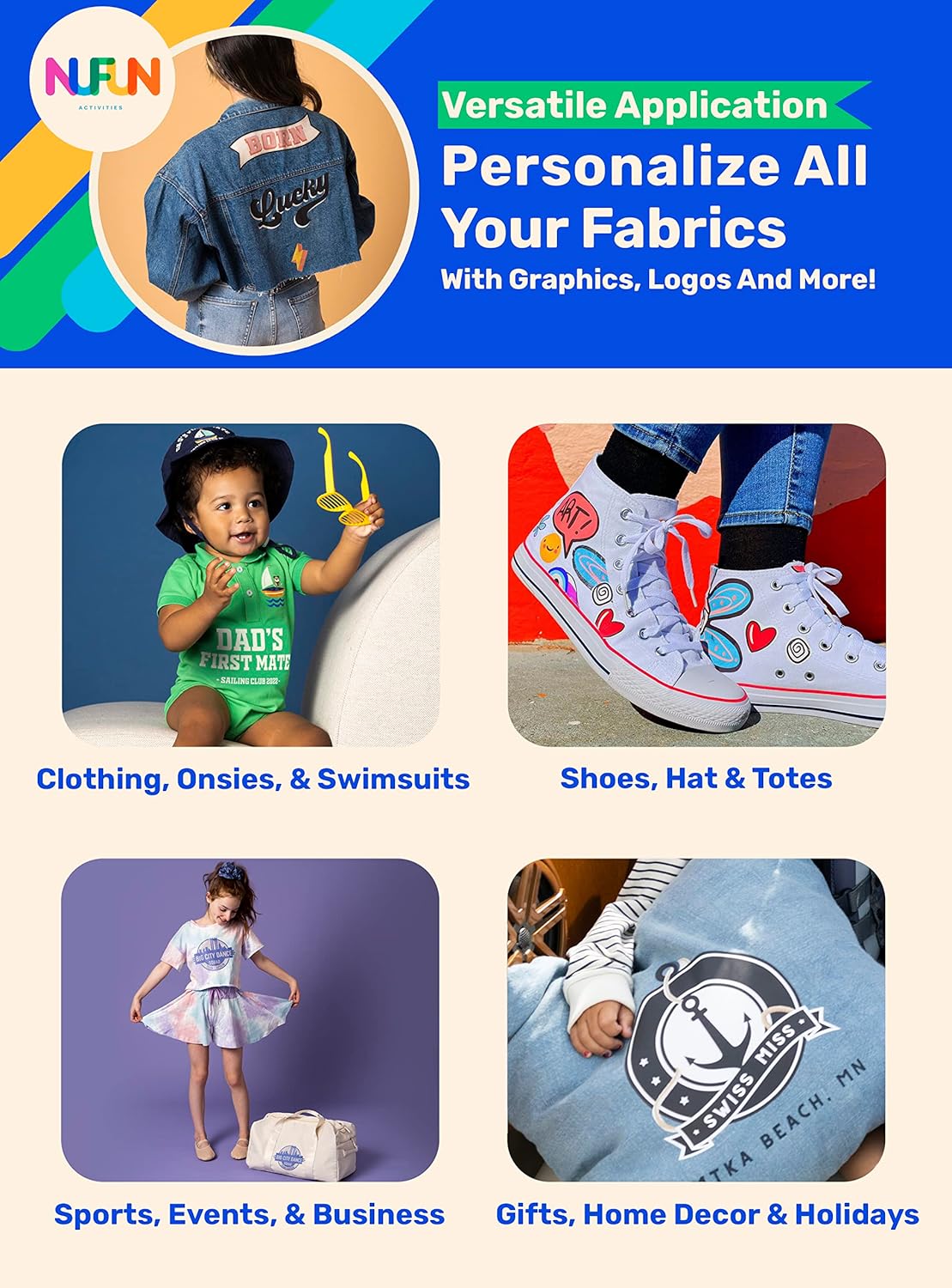 NuFun Activities Printable Iron-on Heat Transfer Paper for T Shirts, Dark Fabrics, 5 Sheets 8.5 x 11 inch, Long Lasting, Durable, Professional Quality, Easy DIY, Non-Toxic, Made In the USA