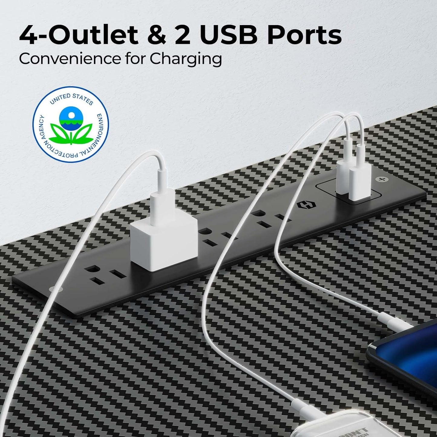 SEVEN WARRIOR L Shaped Gaming Desk with LED Lights & Power Outlets, 50.4” Computer Desk with Monitor Stand, Corner Desk with Carbon Fiber Surface, Gaming Table with Hooks, Black