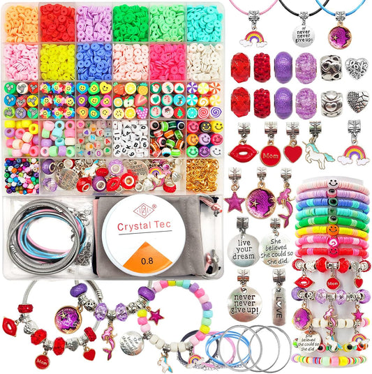 leitait Girls Toys Bracelet Making Kit - 3000pcs Charm Jewelry Making Kit Supplies,Easter Basket Stuffers,Unicorn/Mermaid Crafts Birthday Christmas Gifts for Girls Ages 5 6 7 8 9 10 11 12 Years Old