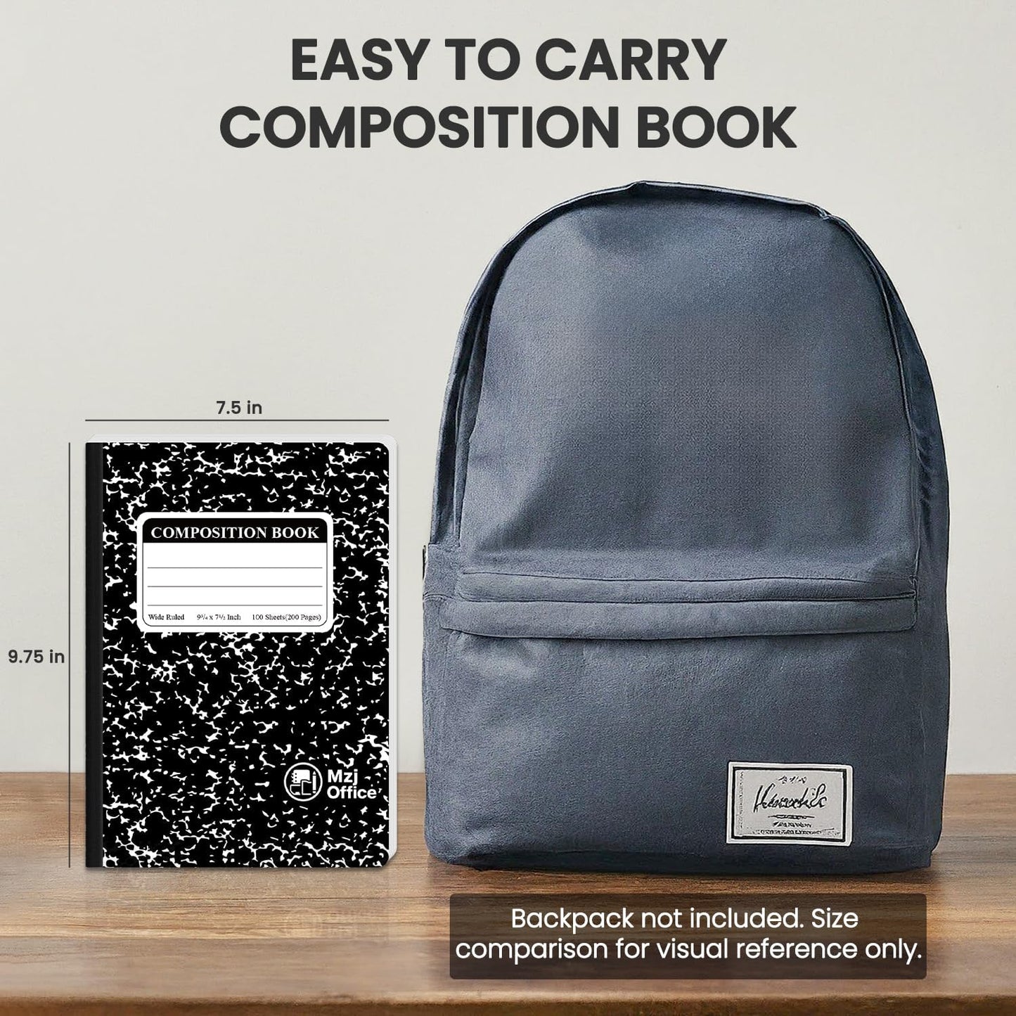 Marble Composition Notebook, 5-Pack Bulk Composition Notebooks Wide Ruled, 100 Sheets (200 Pages) 7-1/2" x 9-3/4" Marble Notebooks Wide Ruled, Classroom Must Haves-School Supplies College.