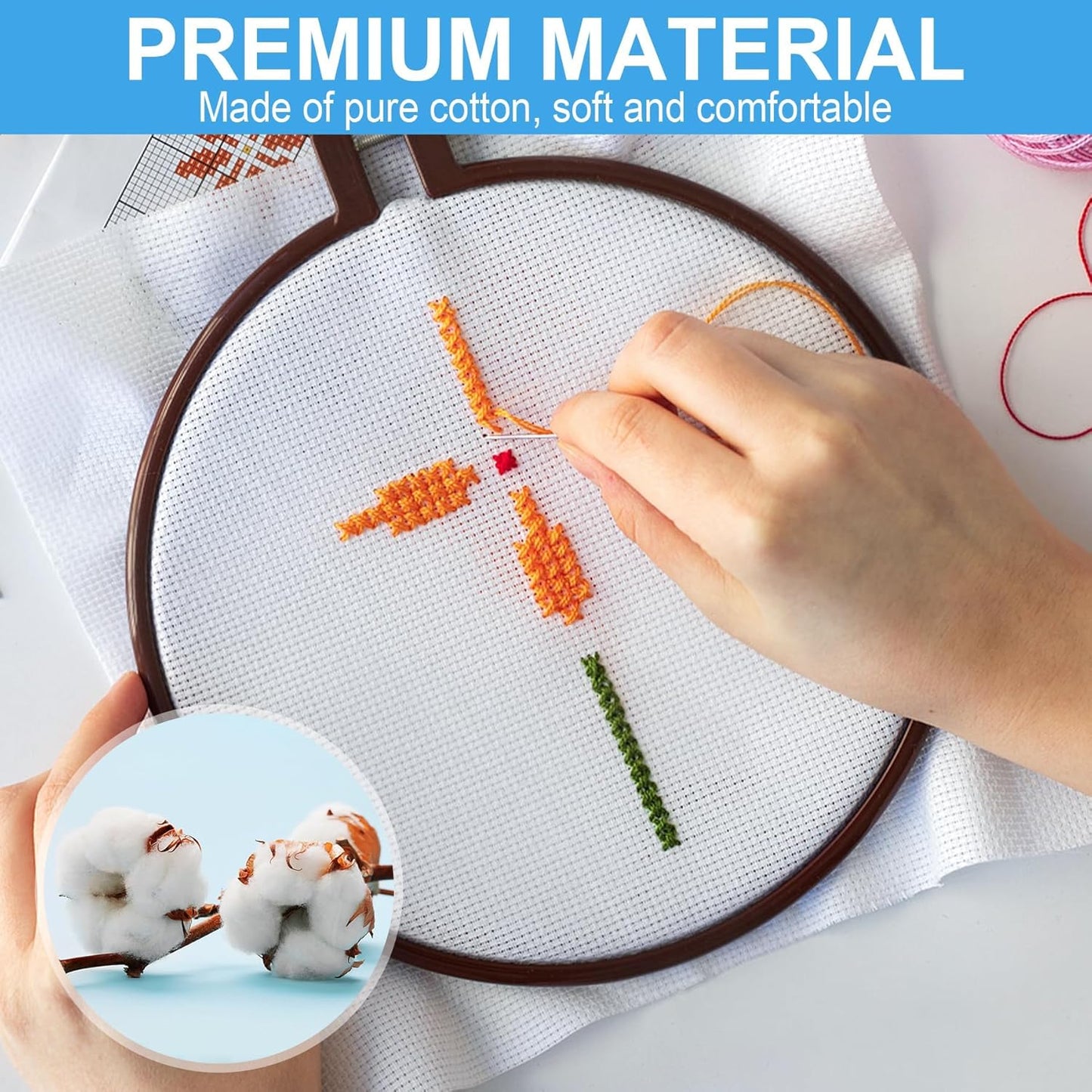 Cross Stitch Fabric 14 Count Aida Cloth 28 x 19 Inch Large Size Classic Reserve Cross Stitch Supplies Embroidery Fabric for Home DIY Craft Decoration Handmade, White