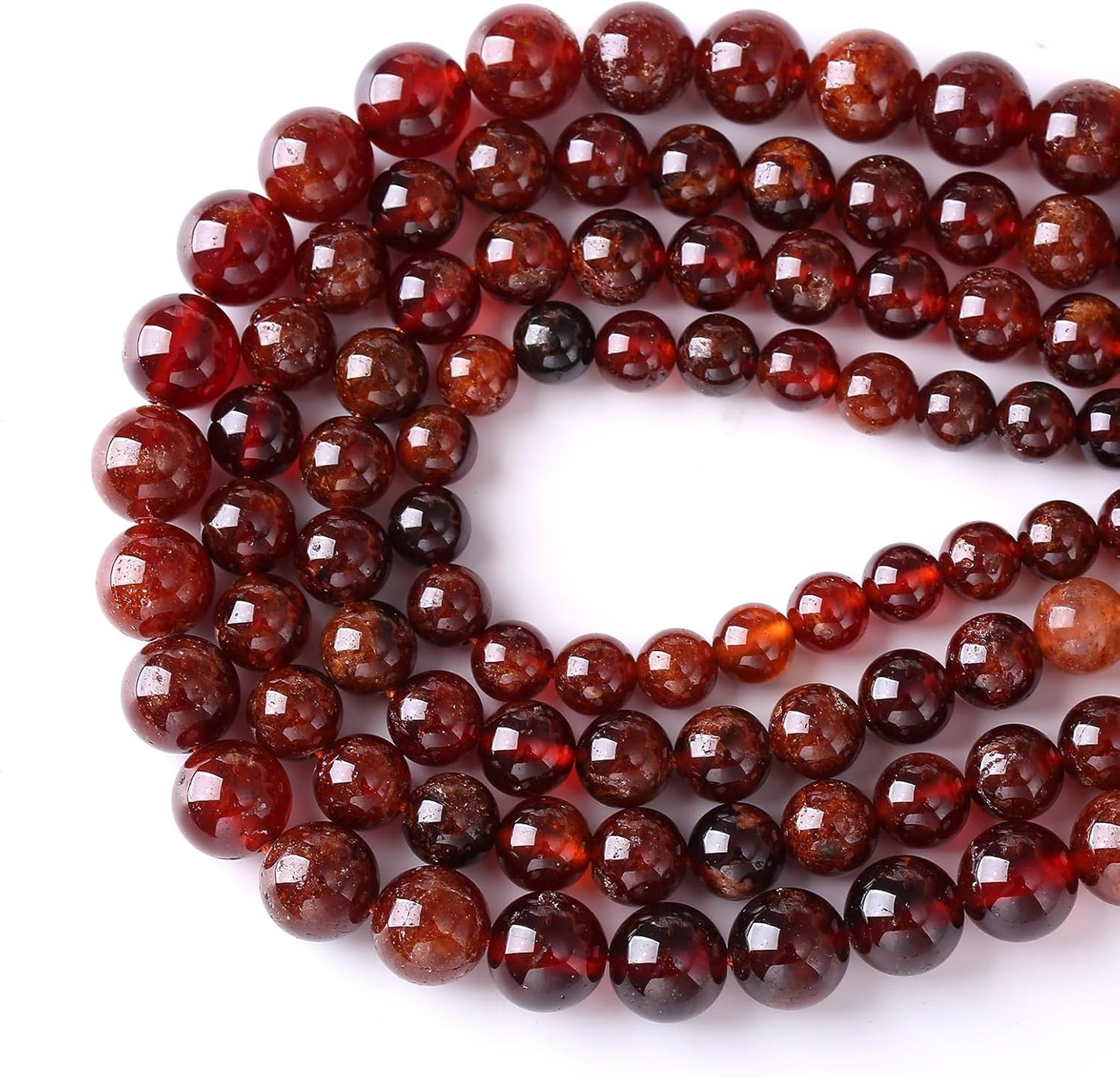 10MM 36PCS Natural Orange Garnet Beads Round Loose Beads for Jewelry Making DIY Necklace Accessories Energy Crystal Healing Power Bracelet