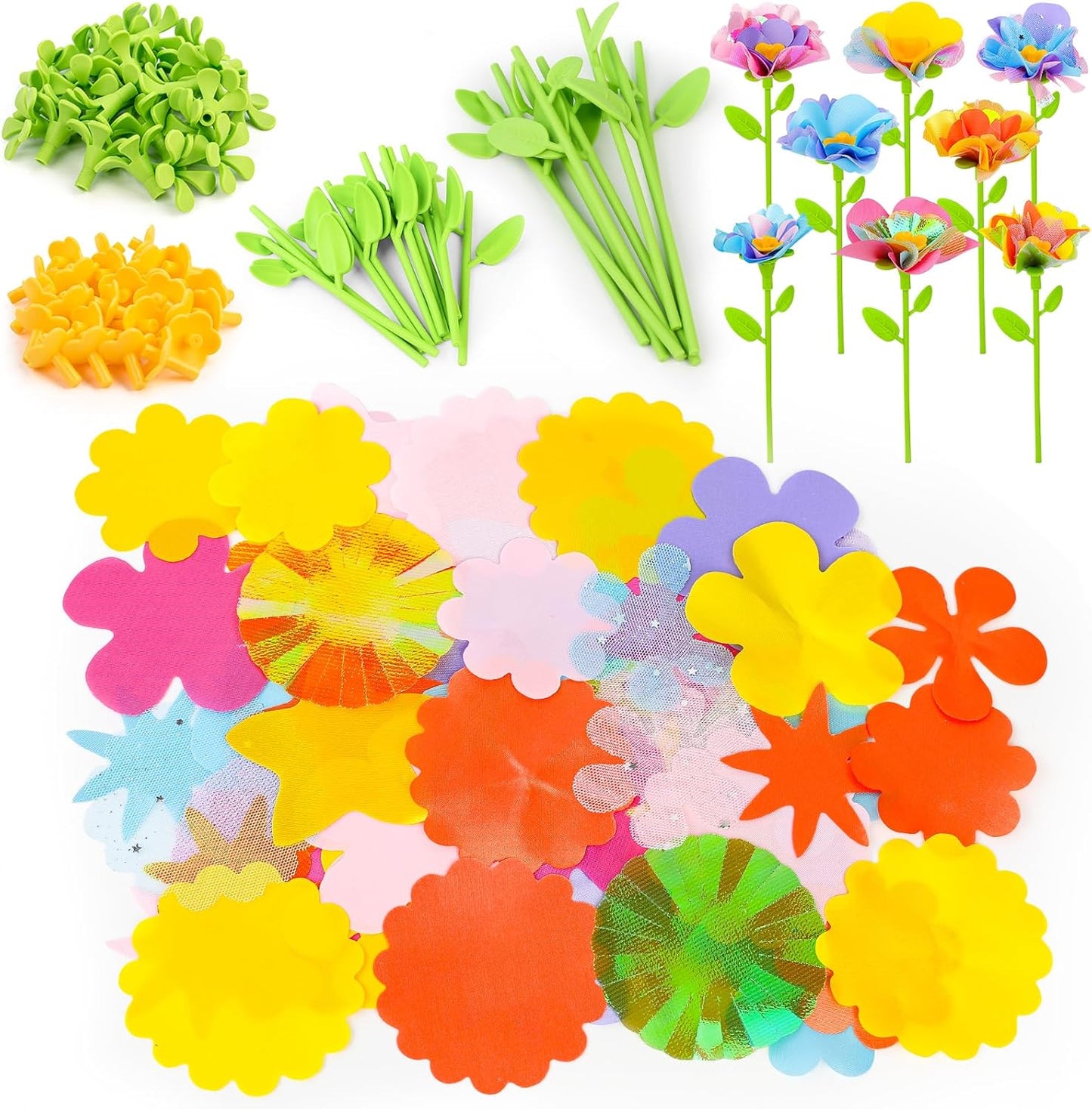 cosone DIY Fabric Flower Bouquets Toys Accessories - Flowers Market Toy Accessories - Arts & Crafts Toy Accessory Craft Kit for Girls Ages 3 4 5 6 7 8, Educational Preschool Arts & Crafts Toys