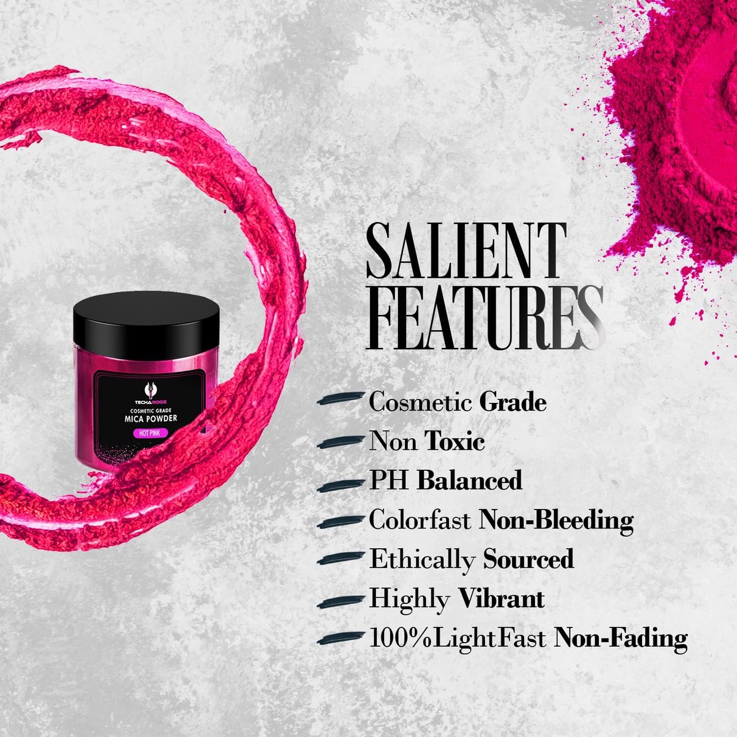 Hot Pink Mica Powder for Epoxy Resin 56g / 2oz. Jar - Techarooz 2 Tone Resin Dye Color Pigment Powder for Lip Gloss, Nails, Colorant for Slime Bath Bombs Soap Making & Polymer Clay