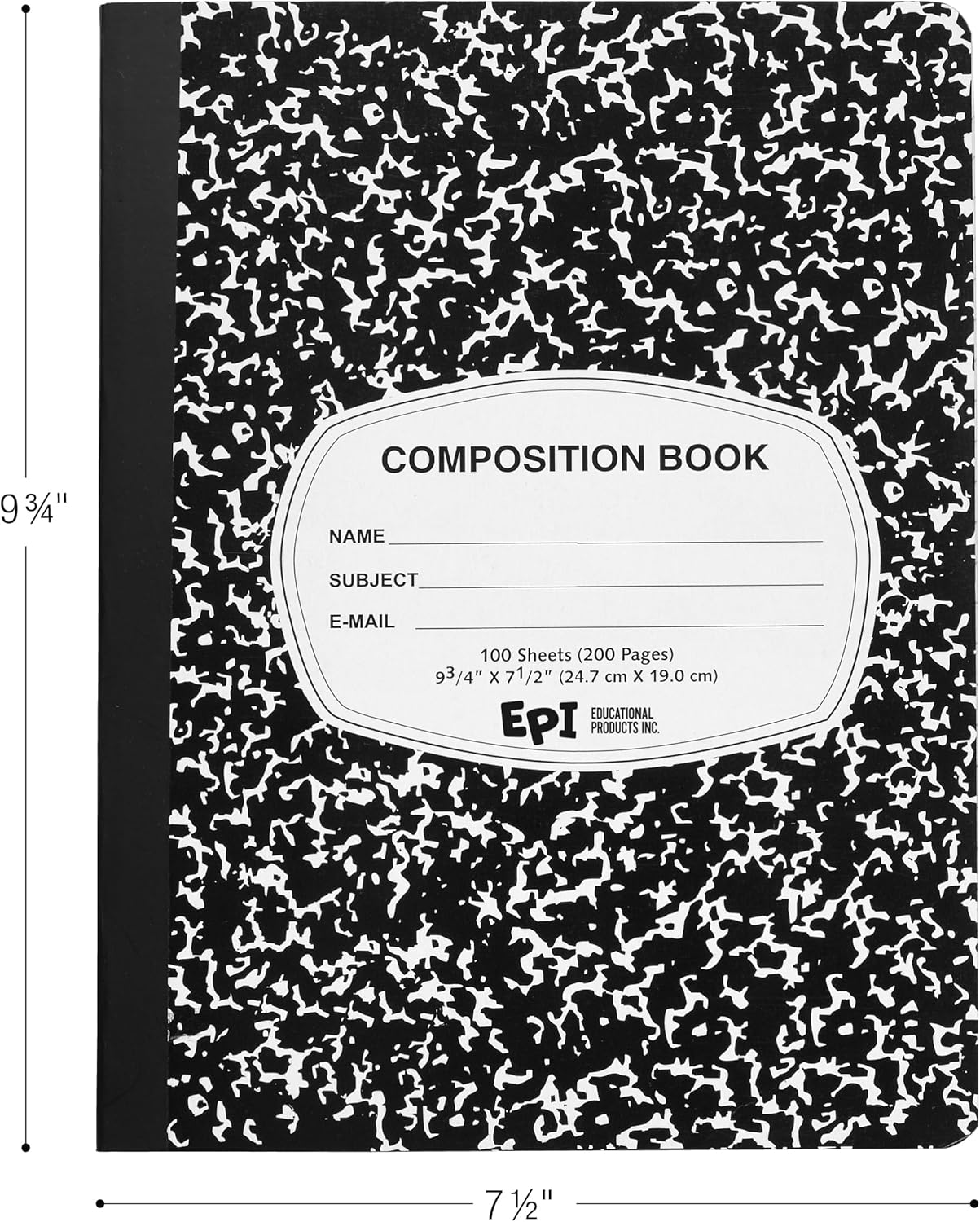 EPI Marble Hardcover Wide Ruled Composition Notebook | 200 Pages (100 Sheets), 9.75 x 7.5 in, Sturdy Sewn Binding | School, Office, Journaling, Notes - 12 Pack
