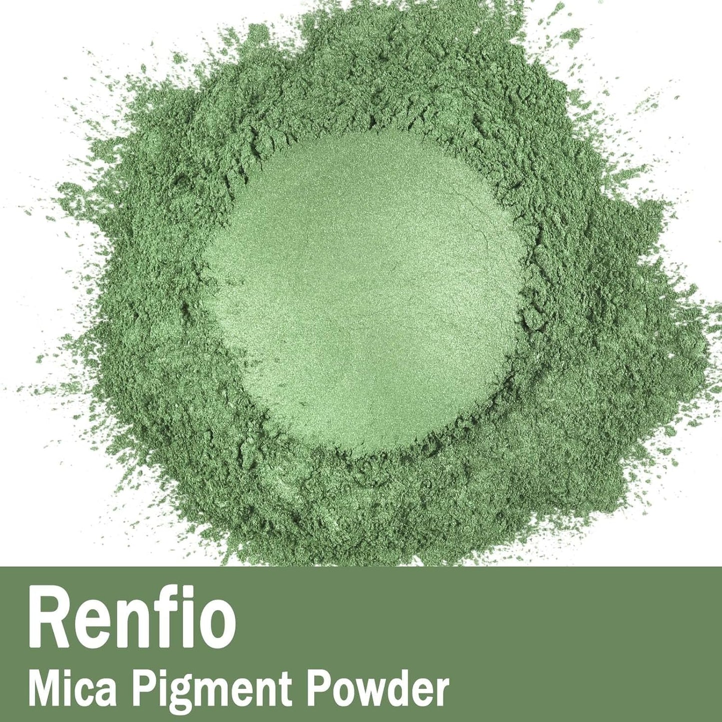 Renfio 100g Mica Powder Pigment, Metallic Natural Dye Mineral Pearl Shimmer Epoxy Resin Dye for Painting Soap Making Slime Bath Bombs 3.5 Oz - Piquant Green