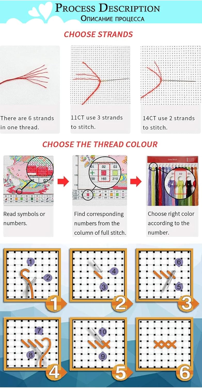 Hopeart Stamped Cross Stitch Kits for Beginner Embroidery Kits for Beginners Adults DIY 11CT Cross Stitch Patterns Needlepoint Kits Crossstitching Kits-Couple Bird 18x18 inch