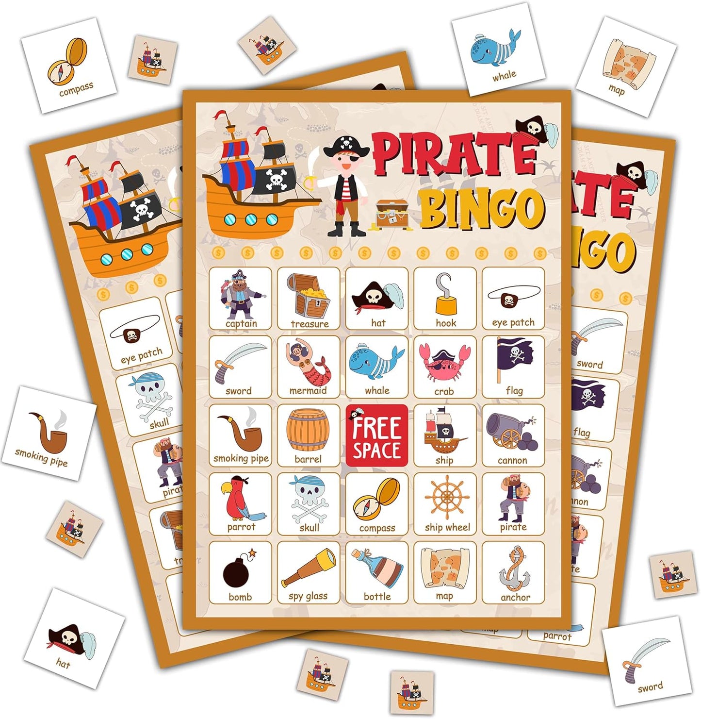 Pirate Party Game - Bingo Cards for Adults, 24 Players